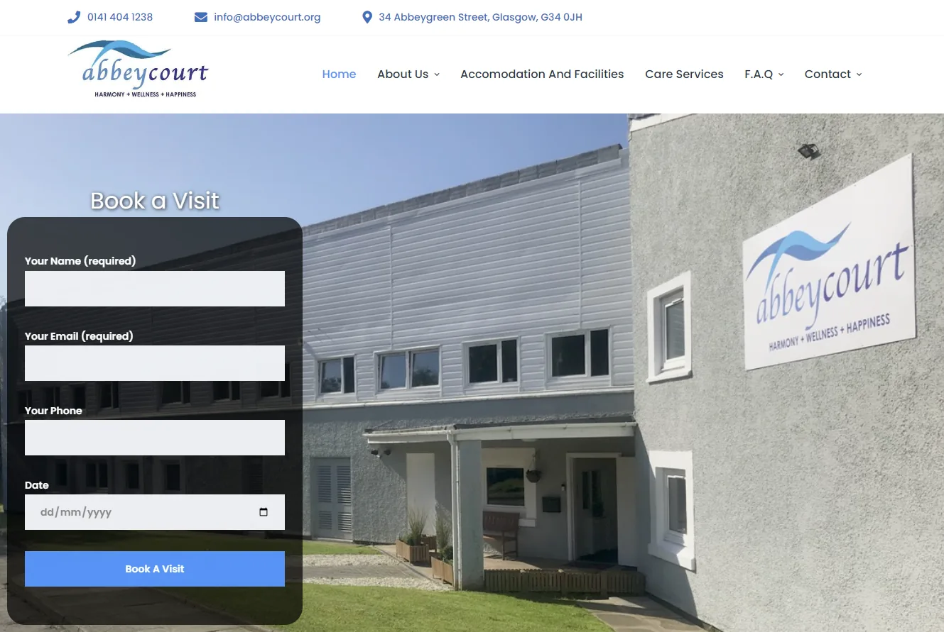 Abbey Court Care Home website project by SmartyX