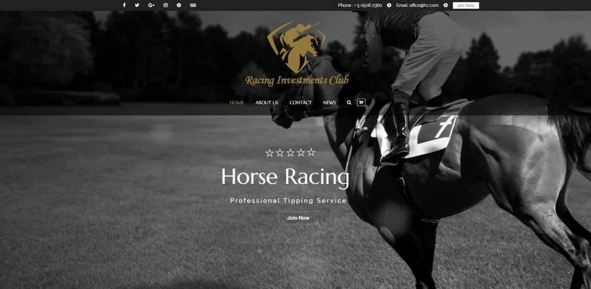 Racing Investment Club website project by SmartyX