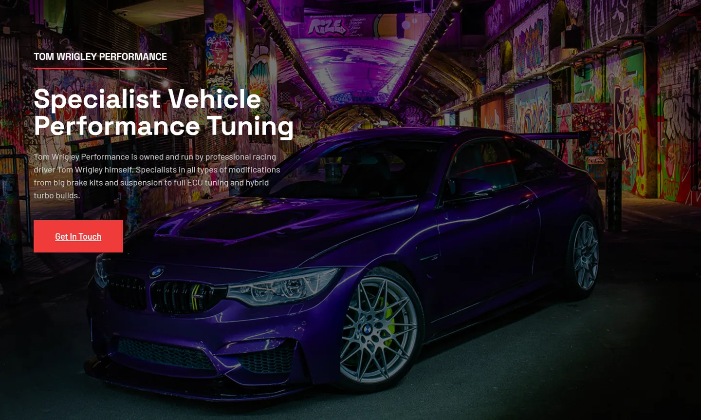 Tom Wrigley Performance website project by SmartyX