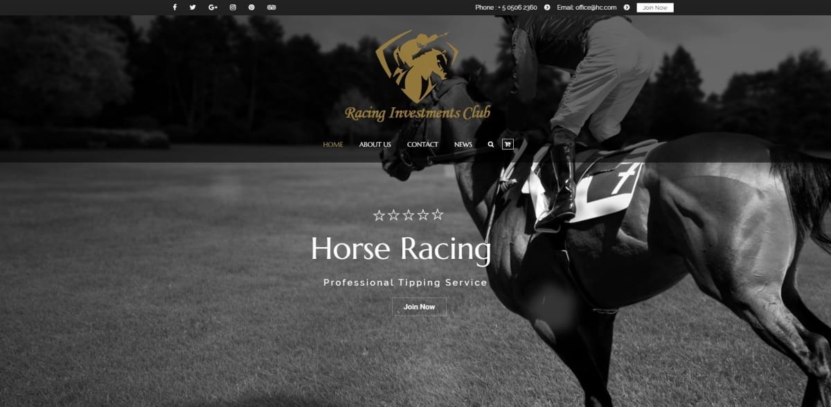 Racing Investment Club Website Design
