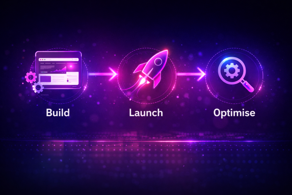 website design process build launch optimise workflow for lead generation UK