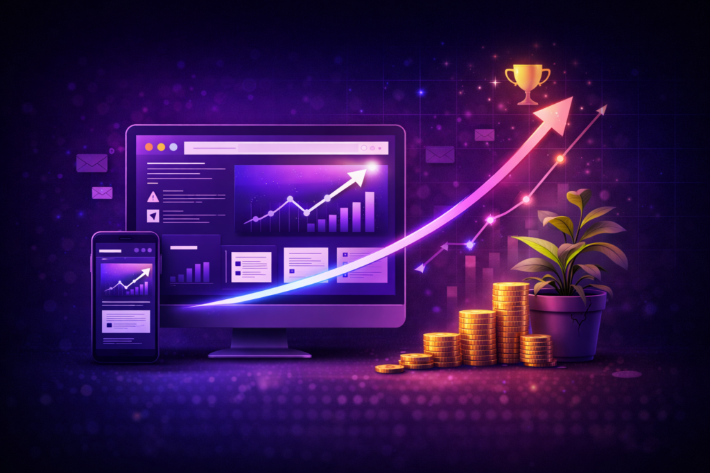 business growth from pay monthly website design with increasing leads and revenue UK